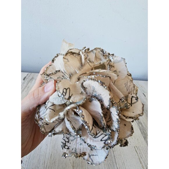 Shabby chic pom pom glitter ornament decor flower Xmas tree spring decor - Picture 5 of 6